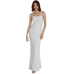 Lauren Ralph Lauren Cream Floral Lace Maxi Bridal Formal Prom Dress Size 12